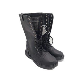 fold over combat boots with plaid inside